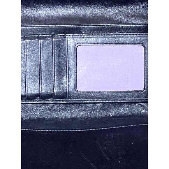 Coach Signature C Jacquard Trifold Wallet Grey Black Patent Leather Trim Large - Picture 6 of 10